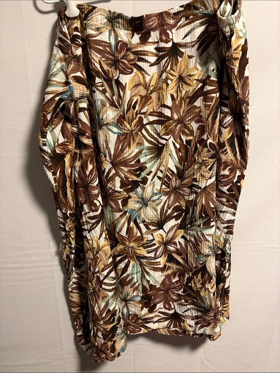 Jaclyn Smith Dresses & Skirts - Jaclyn Smith Brown Cream Floral Midi Skirt with Teal Accents